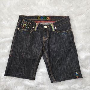 COOGI EMBROIDERED DENIM SHORTS SIZE 7/8 DARK WASH